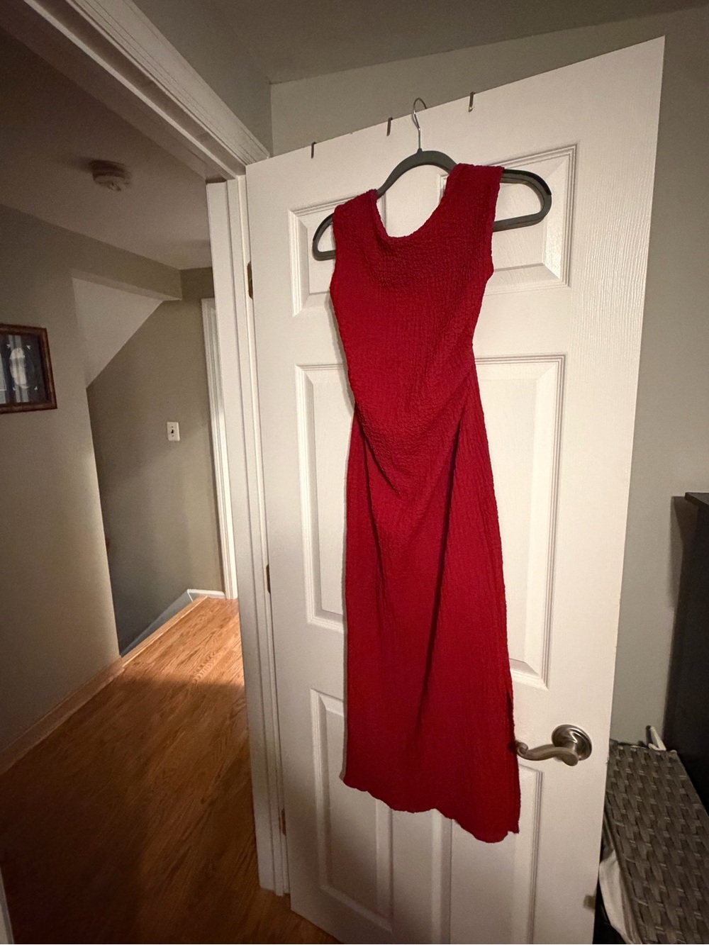 Elegant Red Maxi Dress with Textured Knit